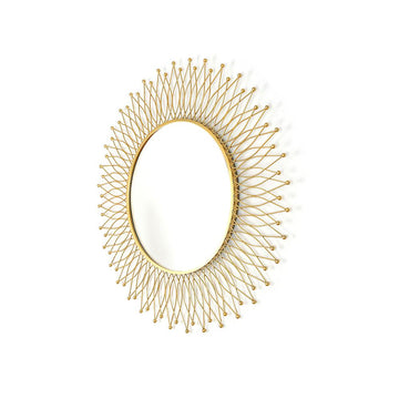 Modern & Luxury Round Gold Sun Metal Wall Mirror Decorative Art